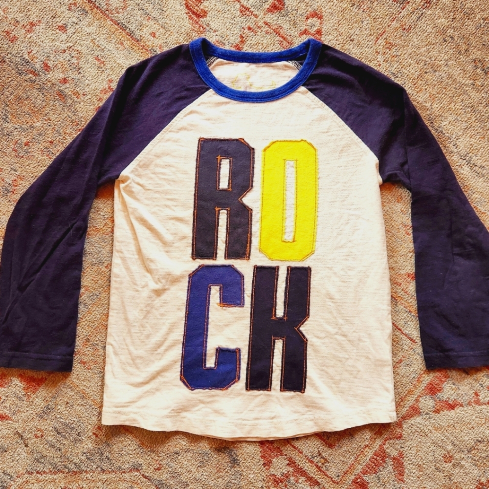 Mini Boden Graphic Embroidered Baseball Tee size 6-7